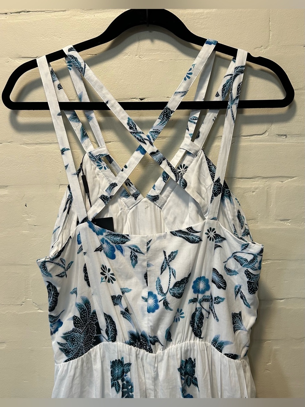 NWT WHBM Rain Floral Halter Maxi Dress Blue White Strappy Size 10 - Picture 7 of 10